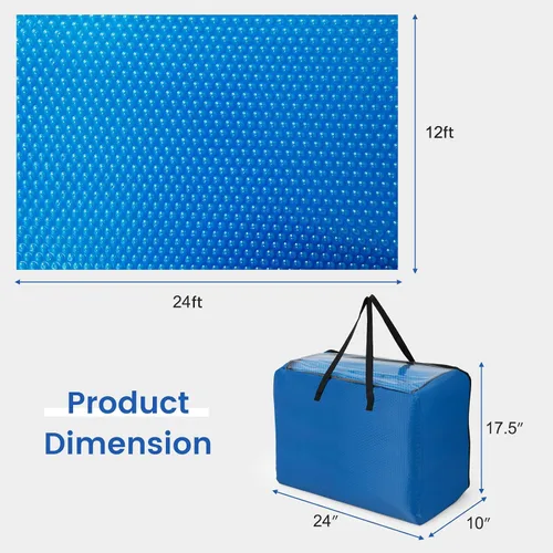 Vista 6 de Goplus - Cubierta para piscina de 12 x 24 pies, manta solar de 12 mil con bolsa de transporte para piscinas enterradas y elevadas, rectangular