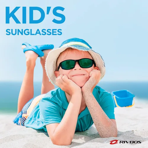 Vista 2 de RIVBOS RBK003 gafas de sol polarizadas flexibles de goma para bebés y niños de 3 a 10 años lentes espejados disponibles
