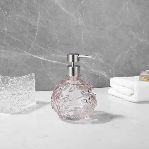 Vista 6 de Dispensador de Jabón de Vidrio Transparente con Bomba, Dispensador de Jabón Recargable para Baño, Cocina y Encimera, Diseño Elegante y Duradero