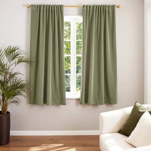 Vista 58 de Lazzzy Cortinas opacas de terciopelo beige de 84 pulgadas de largo con aislamiento térmico para oscurecer la habitación, cortinas forradas de lujo