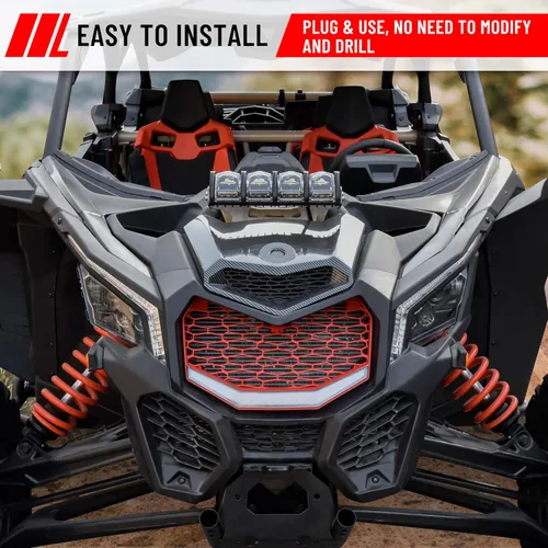 Vista 5 de SAUTVS Capó turbo con patrón de fibra de carbono para Can Am X3, diseño frontal de fibra de carbono Turbo Hood Scoop para Can-Am Maverick X3 XDS XRS