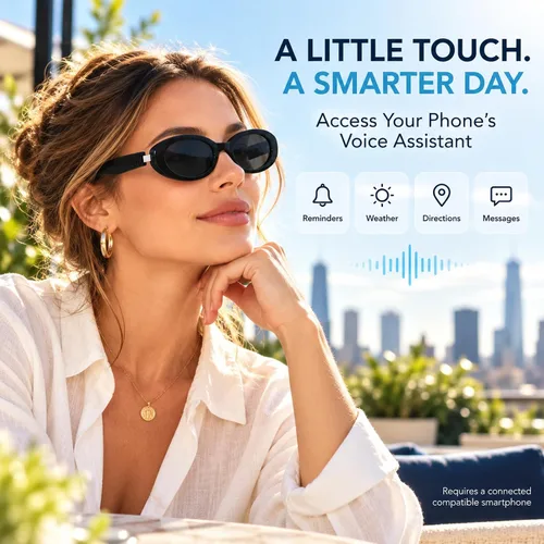 Vista 3 de AI Smart Glasses, Fashion Bluetooth Sunglasses Cat Eye Frame Thin Temples
