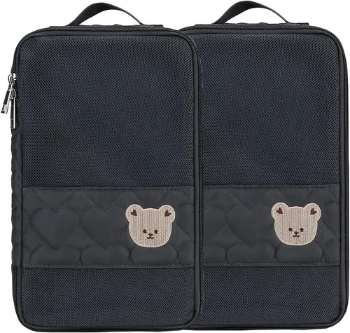 Vista 11 de Bolsas Organizadoras para Pañales de Bebé - Pack de 2 Bolsas Colgantes Impermeables con Diseño de Oso Lindo en Malla, Bolsas Reutilizables, Lavables