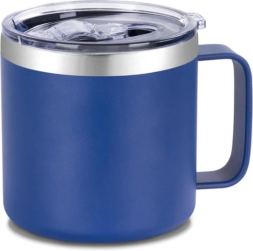 Vista 18 de VEGOND Taza de café aislada de 14 onzas con asa, taza de café de viaje de acero inoxidable con tapa, taza de café de metal al vacío de doble pared