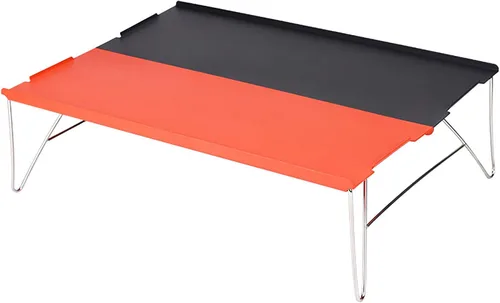 Vista 4 de Mesa plegable de aluminio para acampar al aire libre, tamaño mini, fácil de empacar, con bordes desplegables, mesa de picnic con bolsa de transporte