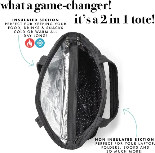 Vista 3 de Fit & Fresh Metro Tote Bag + Slim Ice Pack, Negro