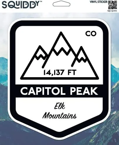 Vista 2 de Squiddy Capitol Peak - Vinilo adhesivo para teléfono, laptop, botella de agua (3 pulgadas de alto) Travel Souvenir for Water Bottle, Car, Laptop