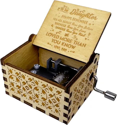 Vista 12 de Caja de música You are My Sunshine from Daughter to Dad, manivela clásica grabada, cajas musicales grabadas, regalos de recuerdo para papá de hija