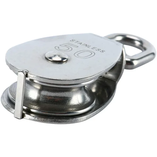 Vista 4 de 2 unids M50 304 de acero inoxidable de elevación de un solo bloque de polea, cuerda de alambre resistente colgante rueda de remolque de alambre