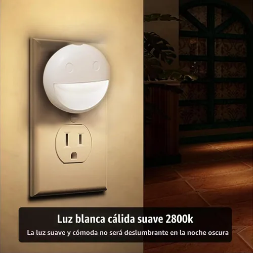 Vista 3 de VAVOFO Luz nocturna LED con sensor automático, paquete de 4, 2900-3200K blanco cálido, diseño de cara sonriente, lámpara de noche de pared