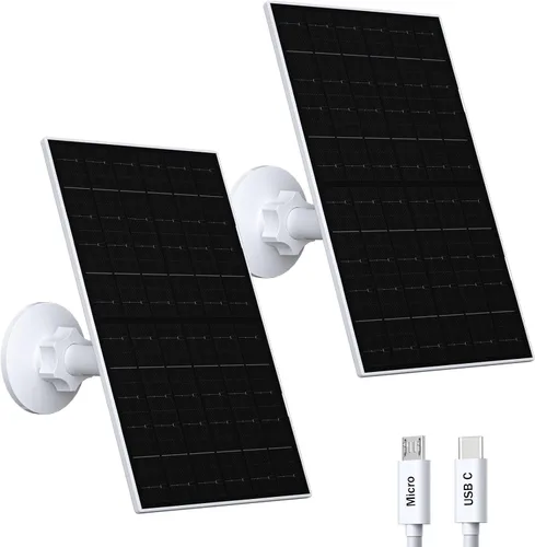 Vista 7 de Zivif Panel solar de 7 W para cámara Eufy, cargador solar compatible con EufyCam 2/2 Pro/2C/2C Pro/E20/E40/E, enchufe USB C y micro USB, impermeable