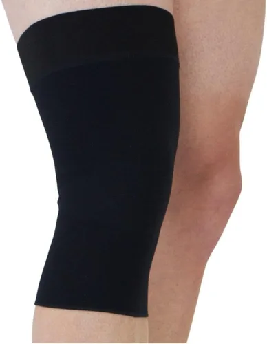 Vista 9 de medi Manga de compresión de soporte de rodilla de punto sin costuras con banda beige XS Seamless knit knee sleeve with silicone top band, two-way