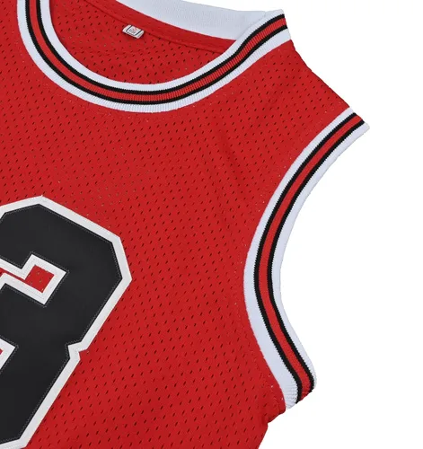 Vista 2 de Camisetas de baloncesto juveniles #23, clásicas, retro, hip hop, baloncesto, sudadera sin mangas, regalo para niños, negrorojo, XS-XL