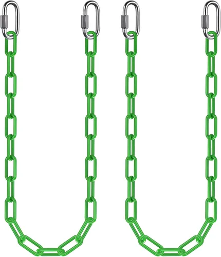 Vista 14 de 2 cadenas colgantes resistentes de 20 pulgadas con ganchos, cadena de extensión de columpio, color negro