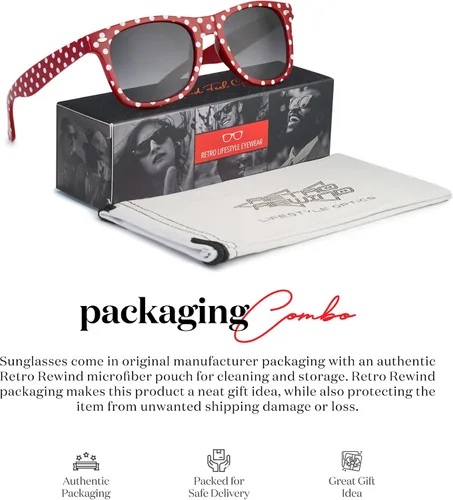 Vista 5 de Retro Rewind Gafas de sol vintage de lunares para mujer UV400