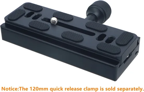 Vista 5 de PU-120 Placa QR universal de liberación rápida de 4.724 in con tornillo de anillo en D para trípode monopie bola cabeza DSLR cámara, compatible