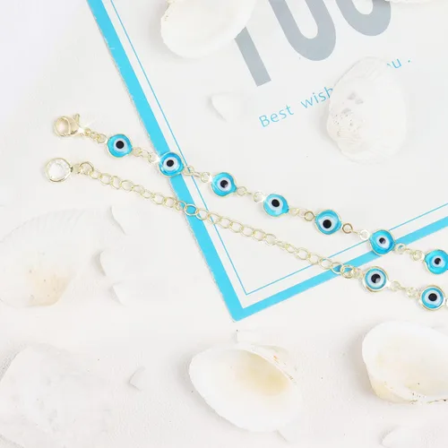 Vista 5 de Evil Eye Bracelets Blue Eye Ojo Hamsa Jewelry Dainty Gold Link Bracelets for Women Lucky Turkish Protection Trendy Birthday Jewelry Gifts