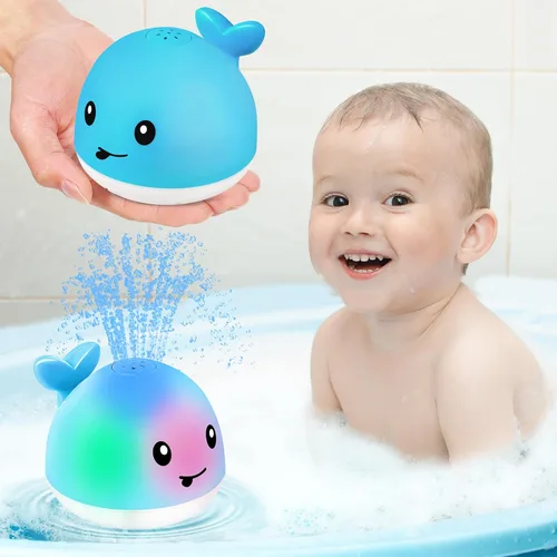 Vista 9 de Gigilli - Juguete de baño de ballena, para bebés de 6 a 18 meses, rociador de agua iluminado de juguete, para niños pequeños de 1 a 4 años, regalos