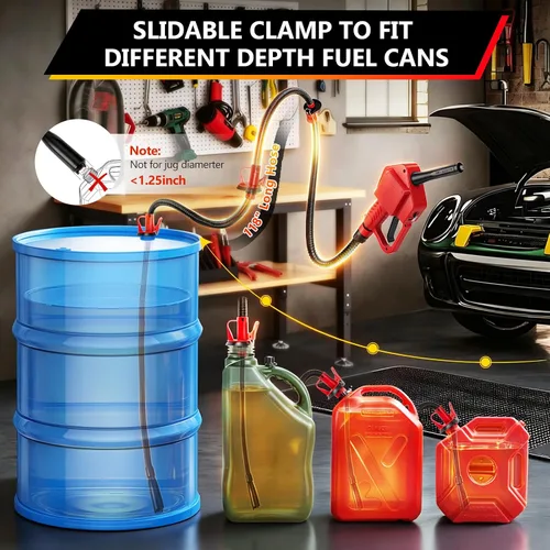 Vista 5 de Bomba de transferencia de combustible 5GPM con parada automática y boquilla manual, elevación de bombeo de 118 pulgadas, se adapta a diferentes
