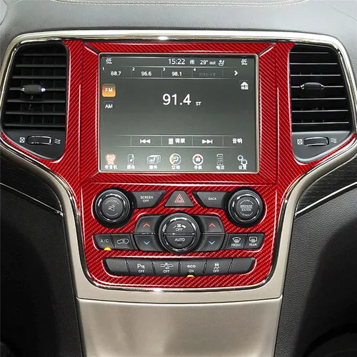 Vista 11 de YOCTM Compatible con Jeep Grand Cherokee 2011 2012 2013 Cubierta de palanca de cambios Accesorios interiores de fibra de carbono real consola
