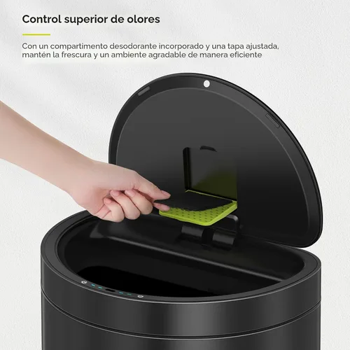 Vista 8 de EKO Mirage - Cubo de basura semicircular con sensor de movimiento de 47 litros/12.4 galones, cubo de basura automático para cocina con compartimento