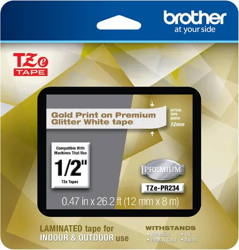 Vista 45 de Cinta laminada Brother Negro sobre Transparente, 6 mm (Tze111)
