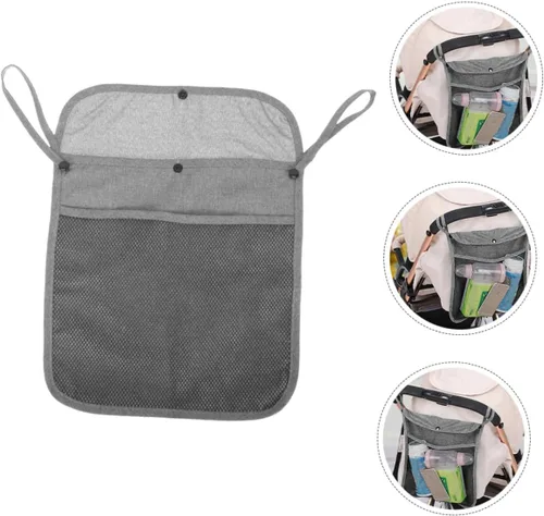 Vista 7 de BESPORTBLE 2pcs Stroller Hanging Storage Bags Linen Mesh Organizer with Heavy Duty Handles for Side Stroller Pouch Portable Essentials Holder for