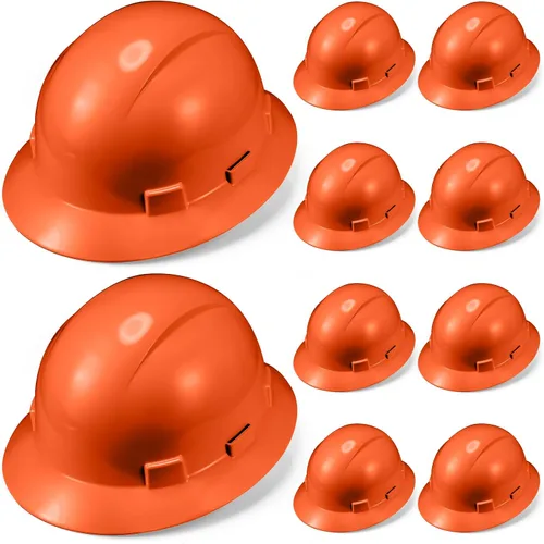 Vista 7 de 10 Pack Casco de ala completa, Casco de construcción blanco, Casco de seguridad HDPE con suspensión de trinquete ajustable de 6 puntos para hombres
