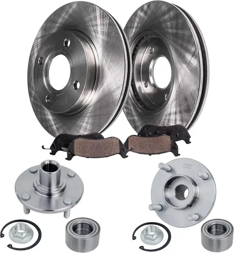 Vista 35 de Detroit Axle - Juego de 6 piezas de rotores de disco de freno delantero + pastillas de freno cerámicas de repuesto para Land Rover LR3 Range Rover