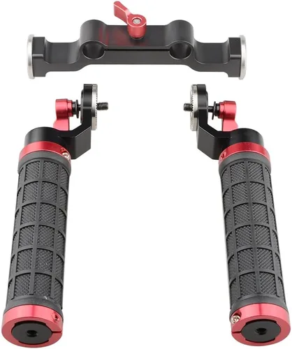 Vista 8 de CAMVATE Soporte de hombro con mango de goma con accesorio estándar de roseta para DSLR (rojo, rosca M6, 1.252 in) - 1472