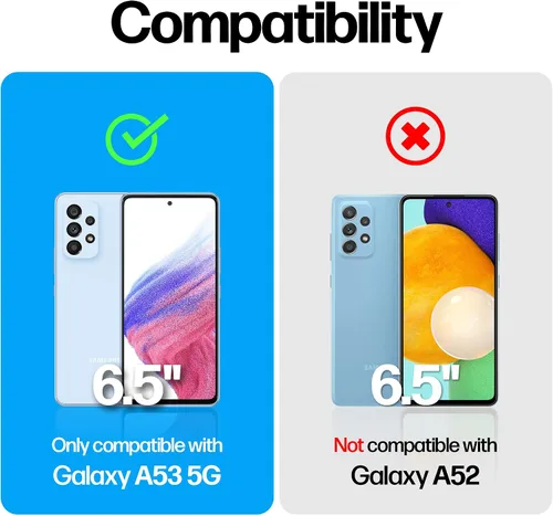 Vista 3 de Power Theory Protector de pantalla de vidrio templado diseñado para Samsung Galaxy A53 5G [dureza 9H], kit de fácil instalación, 99% HD libre