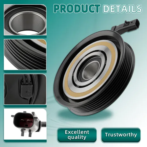 Vista 3 de AUTOKAY Kit de ensamblaje de embrague del compresor de CA compatible con Dodge Dakota 6 CYL 3.7L 8 CYL 4.7L 2004-2007 10S17C 55056435AB