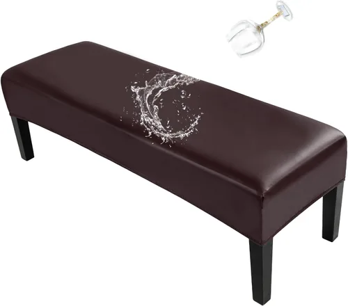 Vista 21 de SearchI Funda elástica para banco de comedor, lavable y duradera, fundas de asiento rectangulares para comedor, sala de estar, cocina (rejilla beige)