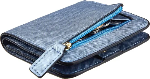Vista 15 de Toughergun Cartera pequeña de cuero delgada para mujer con protección RFID, mini monedero bifold compacto con ventana de identificación transparente