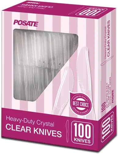 Vista 19 de POSATE Cuchillos de plástico negro, cuchillos de plástico desechables resistentes, paquete de 100, suministros para fiestas