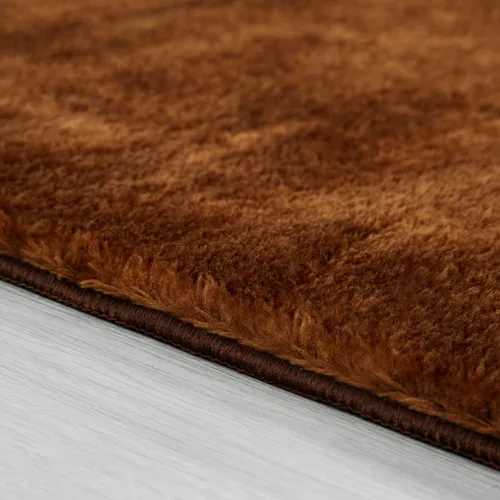 Vista 3 de Paco Home Alfombra suave en cobre acogedora alfombra antideslizante color sólido lavable, tamaño: 6'7" x 9'2" Marrón cobre
