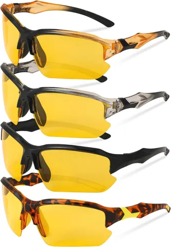 Vista 10 de Paquete de 4 lentes de sol deportivos polarizados para mujeres y hombres, protección UV, para correr, ciclismo, pesca, al aire libre