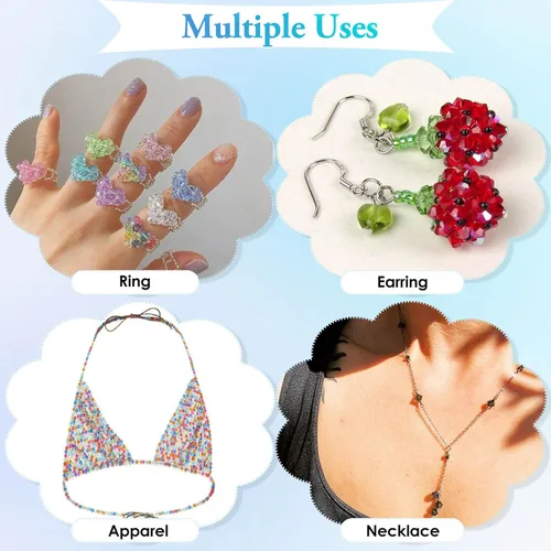 Vista 4 de PAXCOO 5600 Piezas de Cuentas de Cristal para Hacer Joyería, Pequeñas Cuentas de Acrílico Facetadas para Manualidades, Cuentas Bicónicas de Gema