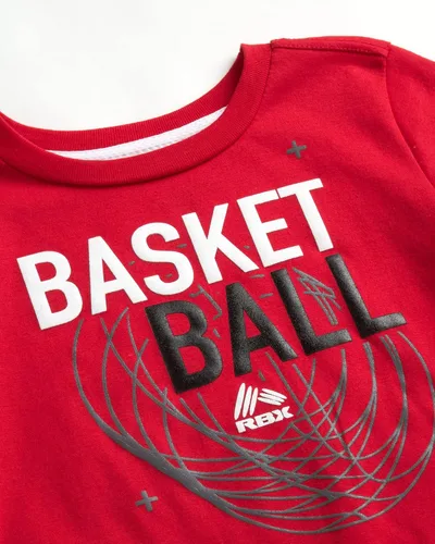 Vista 2 de RBX Conjunto de ropa deportiva para niños, camiseta de manga corta, camiseta sin mangas y pantalones cortos de gimnasio (paquete de 2)