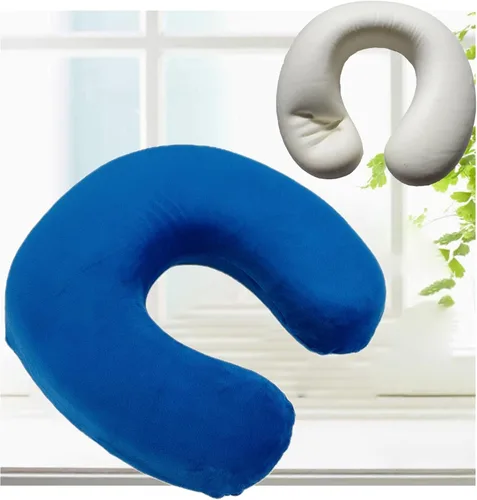 Vista 15 de Bookishbunny Almohada de viaje en forma de U de espuma viscoelástica suave para reposacabezas (borgoña)