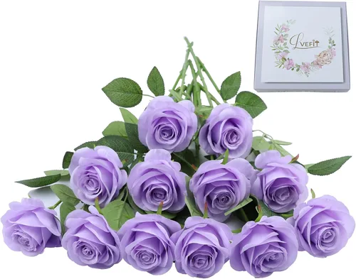 Vista 36 de LVEFIT - 12 rosas artificiales de otoño para decoración de otoño Beige