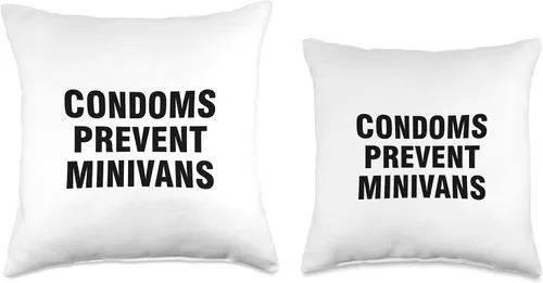 Vista 3 de Condoms Prevent Minivans Almohada de tiro 16x16, multicolor