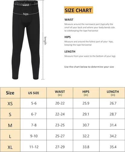 Vista 6 de Roadbox Boys Compression Pants 2 Pack - One Leg 34 Tights or Thermal Base Layer Leggings for Basketball Football Running