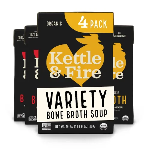 Vista 25 de Kettle and Fire Classic - Caldo de hueso de ternera, aprobado por Keto, Paleo, y Whole 30, sin gluten, alto en proteínas y colágeno, paquete de 4