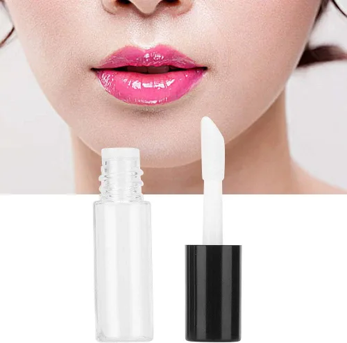 Vista 5 de Caja de 45 paquetes, tubos vacíos de plástico transparente para brillo de labios, contenedor de botella de bálsamo labial, negro, transparente, 0.04