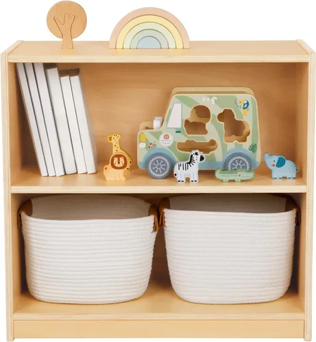 Vista 10 de OOOK Estante Montessori, organizadores y almacenamiento de juguetes, estantería de 2 niveles para niños pequeños, adecuada para aula, jardín