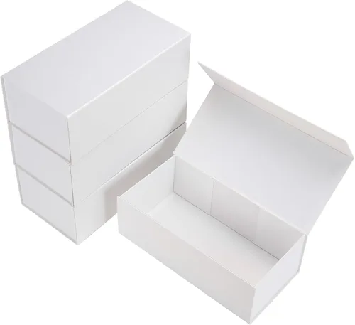 Vista 32 de Ditwis Caja de regalo de 12x9x4 pulgadas con tapa de cierre magnético, caja magnética negra y dorada para boda, propuesta de padrinos y damas