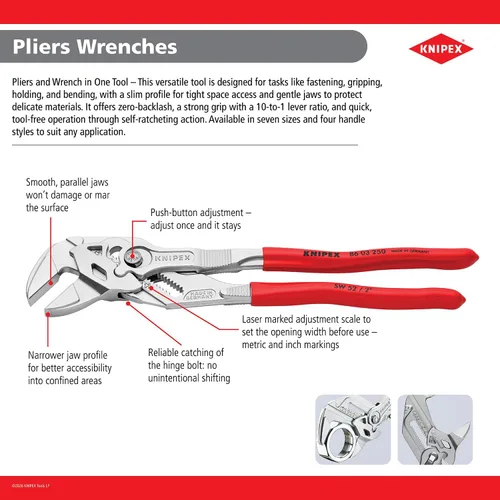 Vista 4 de KNIPEX Herramientas - Llave de alicates, acabado negro (8601180), 7 1/4 pulgadas