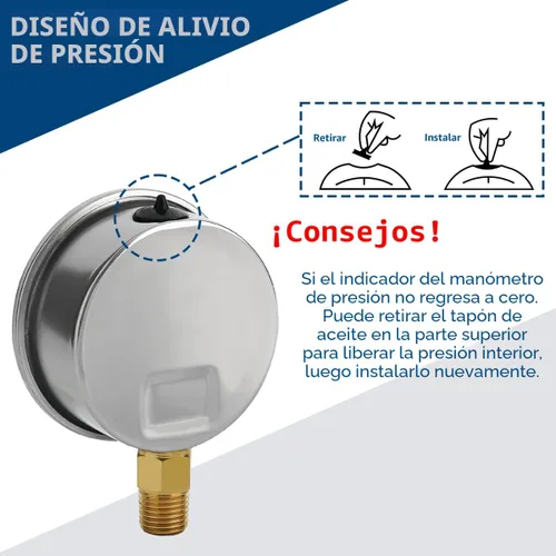 Vista 6 de SENCTRL Medidor de baja presión relleno de líquido de aceite de silicona al vacío de 30 inHg, tamaño de dial de 2.5", montaje inferior NPT de 1/4