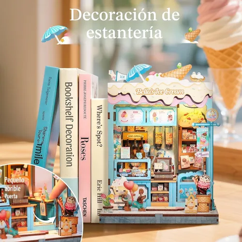 Vista 3 de CUTEBEE Kit de rincón de libros, kit de casa de muñecas en miniatura